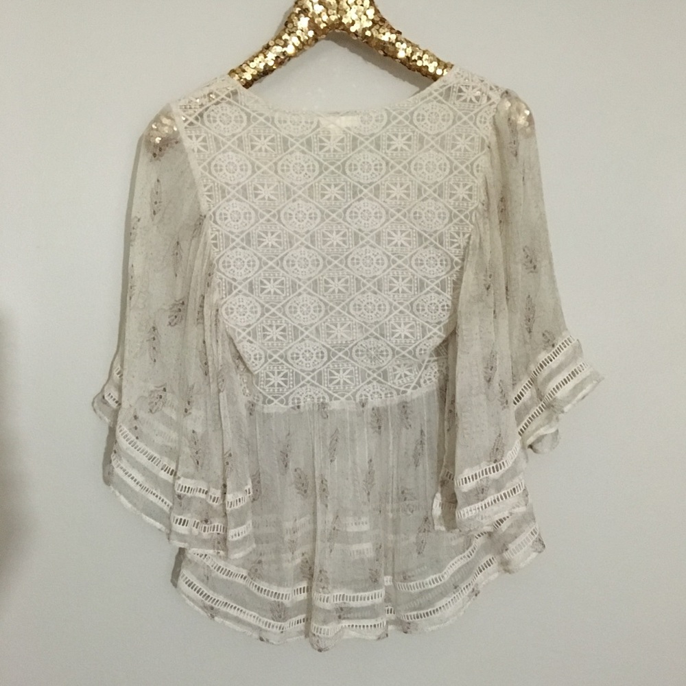 Anthropologie meadow rue Aries silk peasant blouse Small - Picture 5 of 7